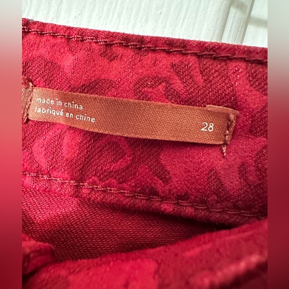 PILCRO Anthropologie Flocked High Rise Leggings size 28  Cranberry PRISTINE - Picture 7 of 12
